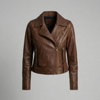 Women’s Vintage Tan Classic Biker Leather Jacket