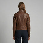 Women’s Vintage Tan Classic Biker Leather Jacket