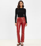 Women’s Red Faux Leather Flared Pants