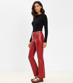 Women’s Red Faux Leather Flared Pants