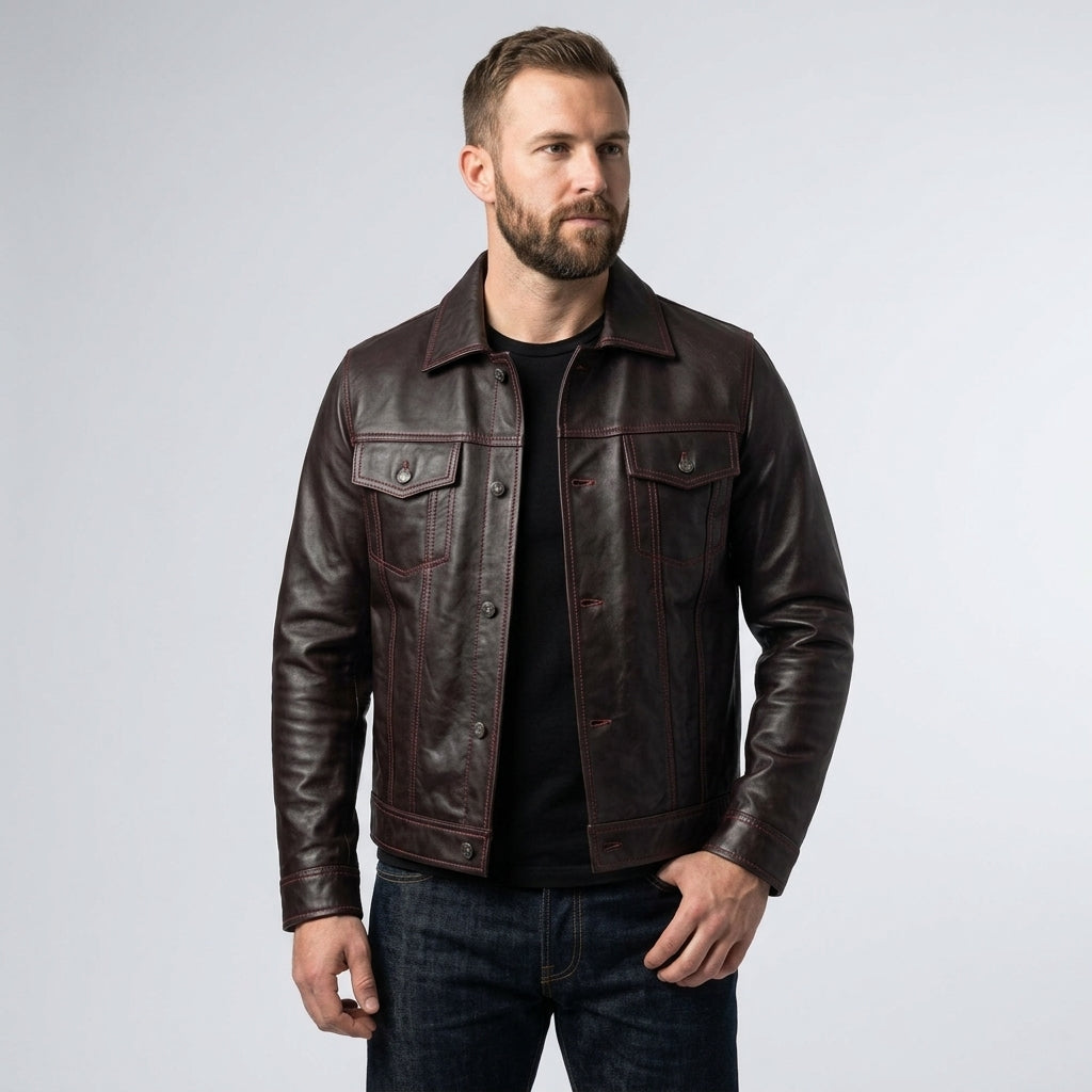 Men’s Black Hooded Leather Jacket