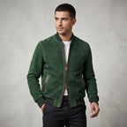Men’s Stylish Brown Suede Bomber Jacket