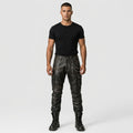 Men’s Black Sheepskin Leather Cargo Biker Pants