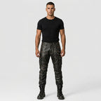Men’s Black Sheepskin Leather Cargo Biker Pants