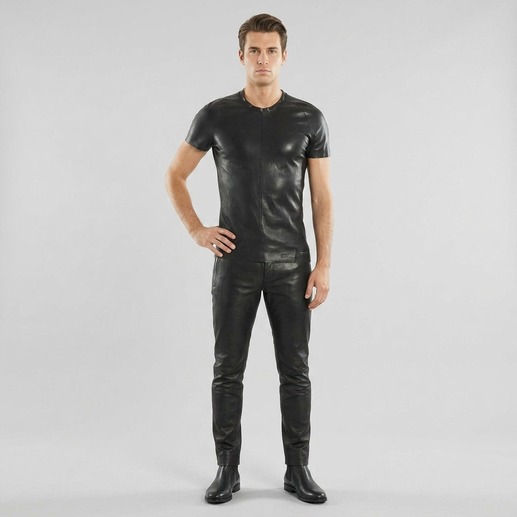 Men’s Premium Lambskin Leather T-Shirt