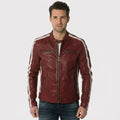 Men’s Red Lambskin Leather Biker Jacket