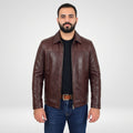 Men’s Classic Relaxed Fit Leather Box Jacket – Timeless Casual Outerwear