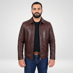 Men’s Classic Relaxed Fit Leather Box Jacket – Timeless Casual Outerwear