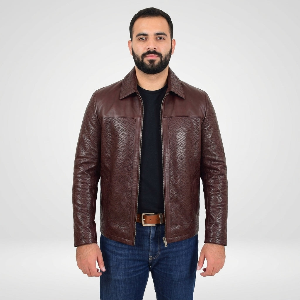 Men’s Classic Relaxed Fit Leather Box Jacket – Timeless Casual Outerwear
