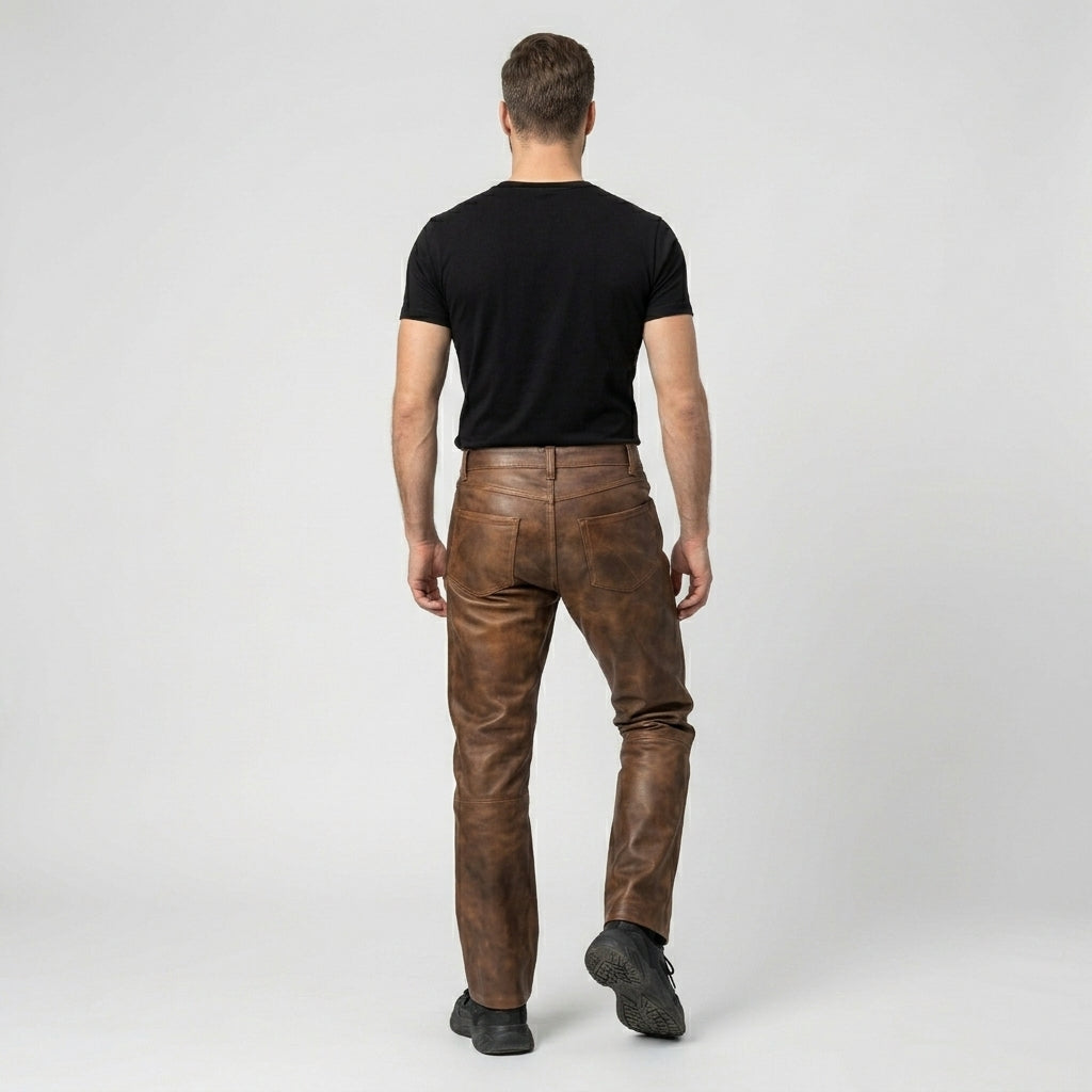 Men’s Brown Genuine Leather Pants
