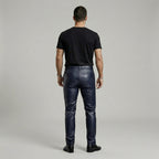 Men’s Navy Blue Sheepskin Leather Pants