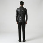 Men’s Black Sheepskin Leather Shirt Jacket