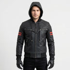 Men’s Black Café Racer Leather Motorcycle Jacket