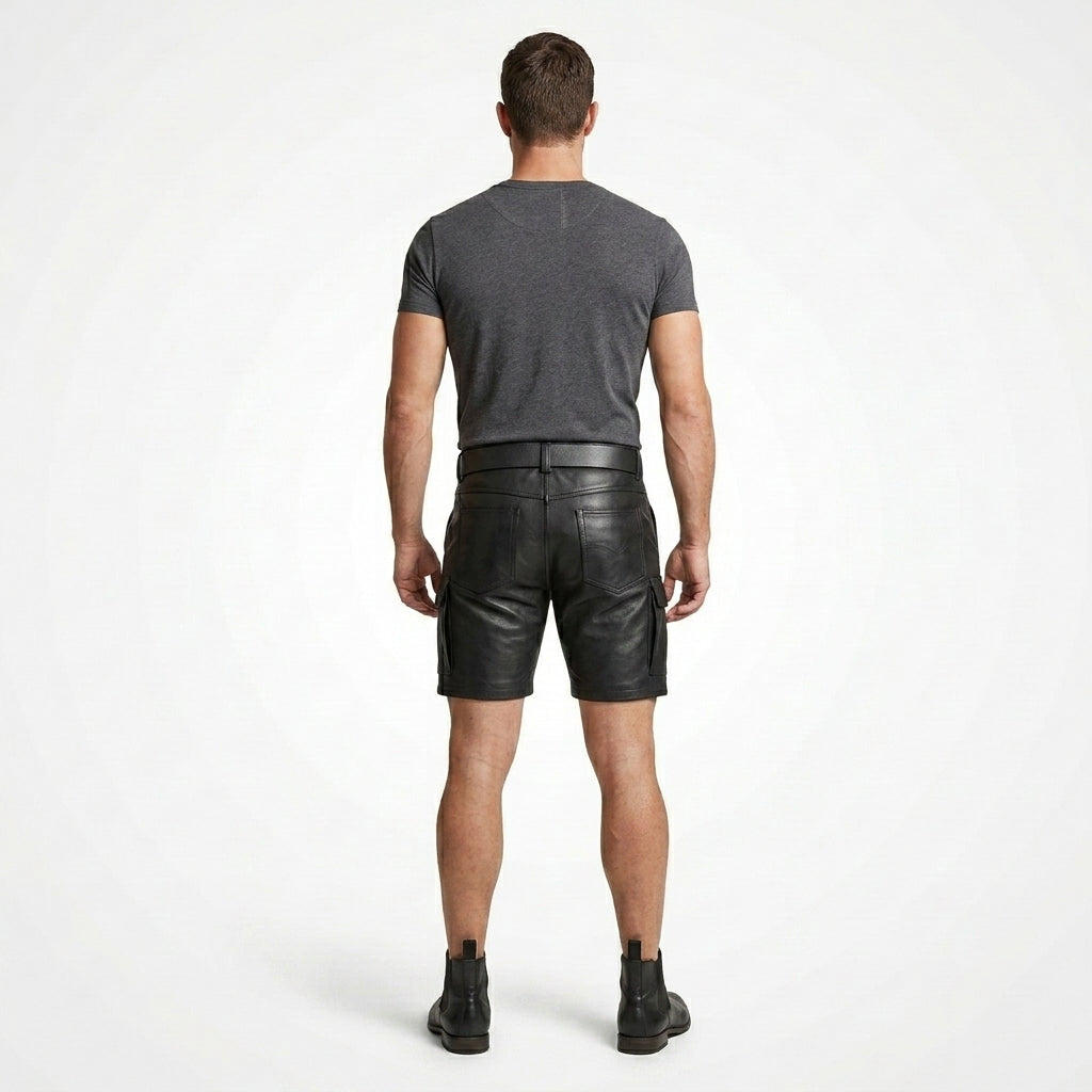 Men’s Leather Cargo Shorts