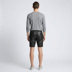 Men’s Classic Black Leather Shorts