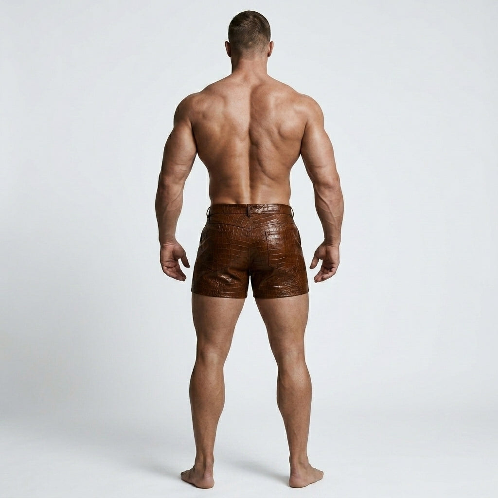 Men’s Brown Sheepskin Leather Shorts