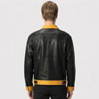 Men’s Black Leather Trucker Jacket