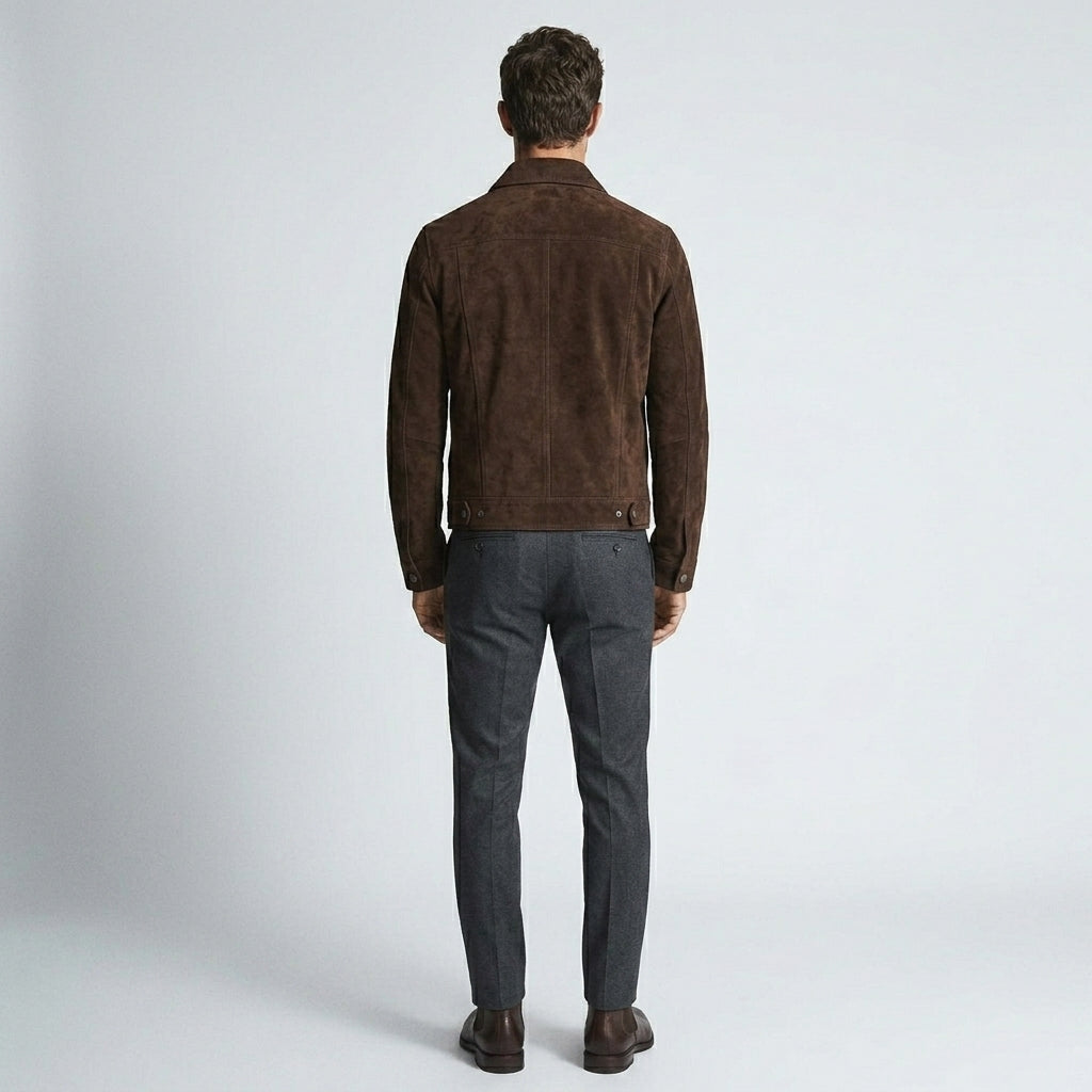 Men’s Brown Suede Trucker Jacket