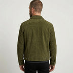 Men’s Premium Green Suede Trucker Jacket