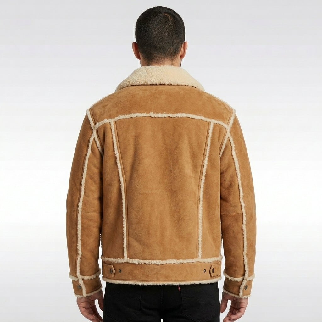 Men’s Brown Shearling Trucker Jacket