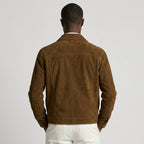 Men’s Dark Brown Suede Leather Trucker Jacket