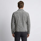 Men’s Gray Suede Leather Trucker Jacket