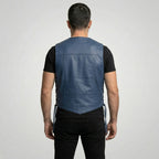 Men’s Navy Blue Leather Ves