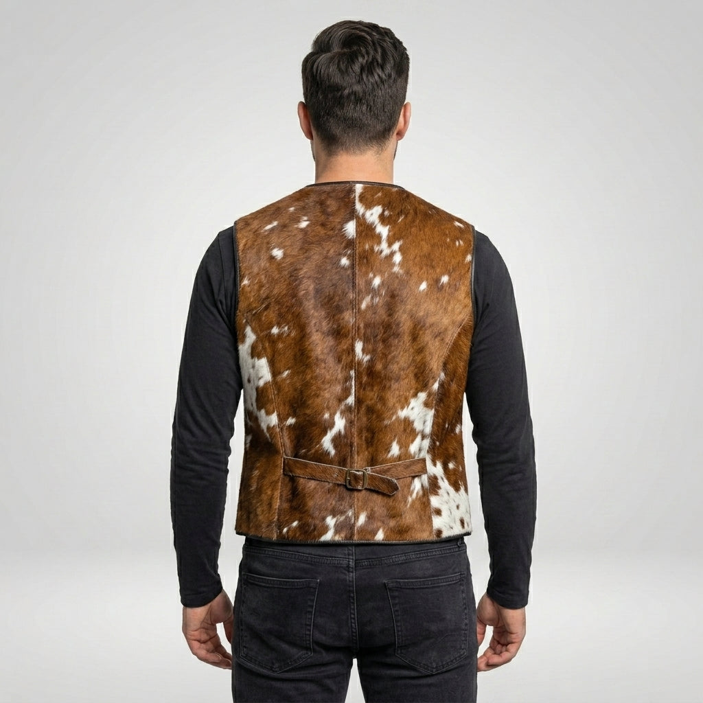 Men’s Vintage 80s Cowhide Hair-On Leather Western Vest