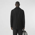 Men’s Black Fleece Peacoat – Classic Double-Breasted Winter Coat