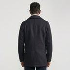Men’s Dark Navy Fleece Peacoat – Classic Double-Breasted Winter Coat