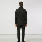 Men’s Black Navy Fleece Peacoat – Classic Double-Breasted Winter Coat