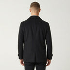Men’s Black Navy Wool Peacoat – Classic Double-Breasted Winter Coat