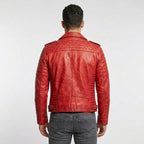 Men’s Red Lambskin Leather Brando Biker Jacket