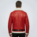 Men’s Santa Claus Sheepskin Leather Christmas Bomber Jacket