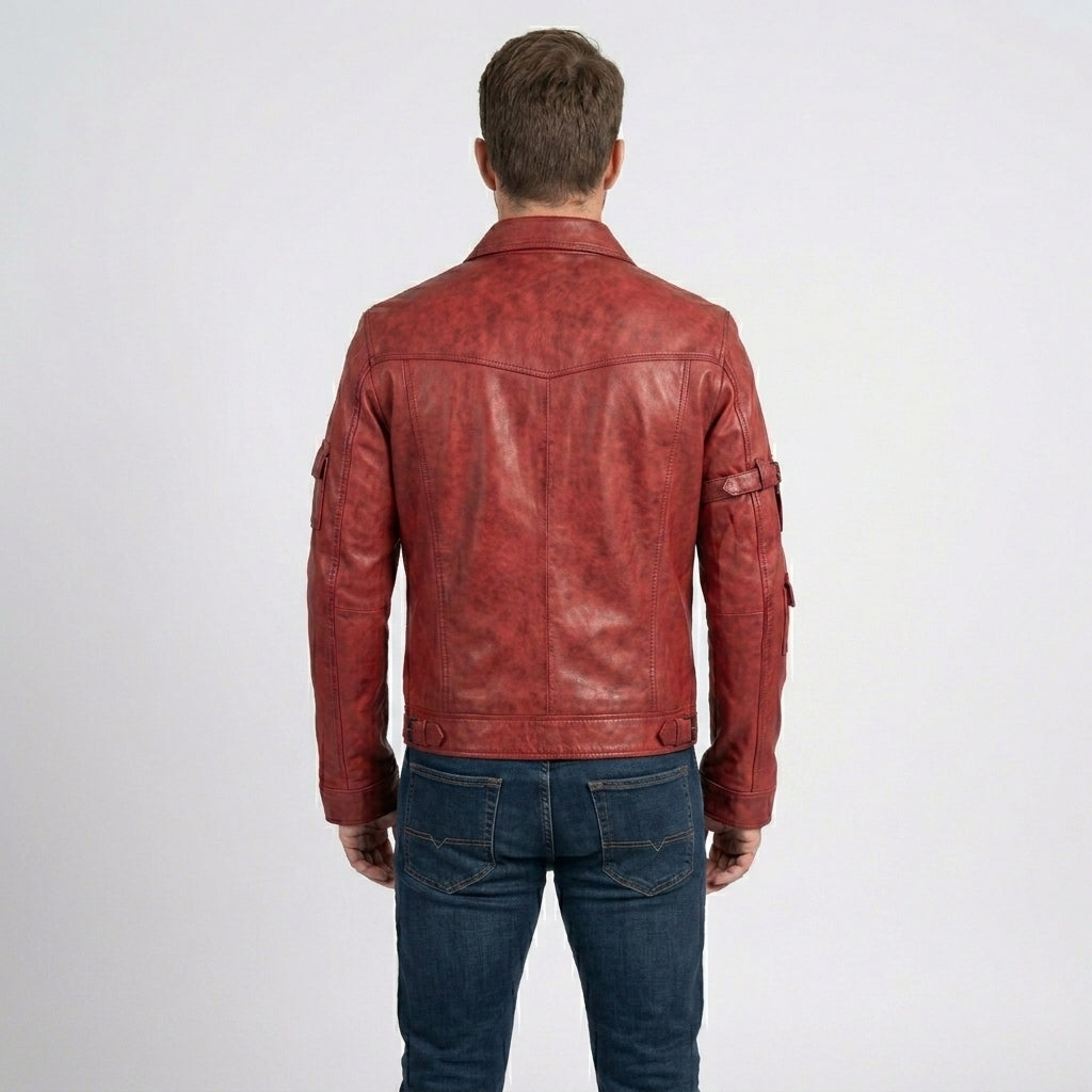 Men’s Red Winter Leather Jacket