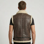 Men’s B3 Shearling Sheepskin Leather Vest – Classic Aviator Winter Gilet