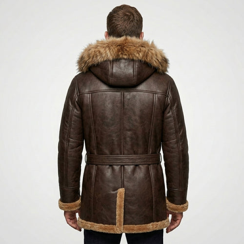 Custom Shearling Hooded Sheepskin Leather Vest for Men – Premium Winter Gilet