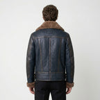Men’s Blue Sheepskin Shearling Leather Jacket