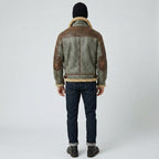 Men’s Genuine Leather Winter Jacket with Shearling Collar