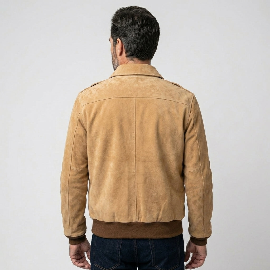 Men’s A-2 Pilot Suede Flight Bomber Jacket