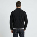 Black Suede Leather Trucker Jacket for Men – Premium Western Style