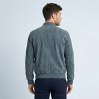 Men's Gray Suede Bomber Jacket – Premium Casual Leather Jacket