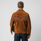 Men's Brown Suede Cowboy Fringe Jacket – Classic Western Style