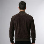 Men’s BlackShadow Suede Bomber Jacket – Premium Black Casual Style