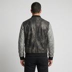 Men’s Distressed Leather Varsity Baseball Jacket – Vintage Letterman Style