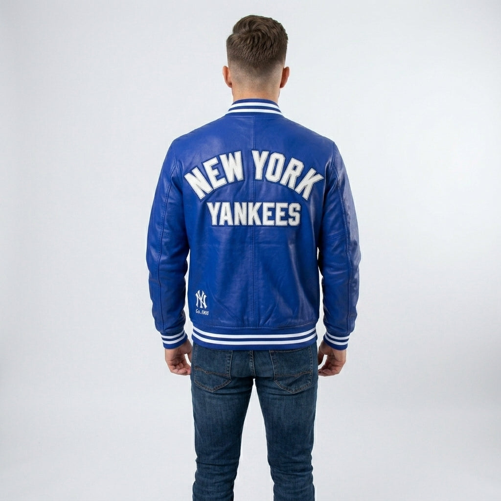 Men’s NY Yankees Letterman Varsity Leather Jacket – Premium Baseball Jacket