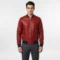 Men’s Fashion Lambskin Red Leather Bomber Jacket