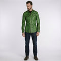 Men’s Green Napa Lamb Leather Biker Shirt