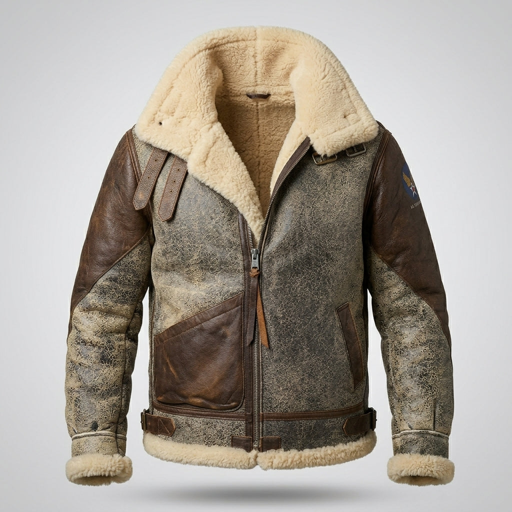 Men’s B-3 Leather Bomber Jacket – Classic Aviation Style