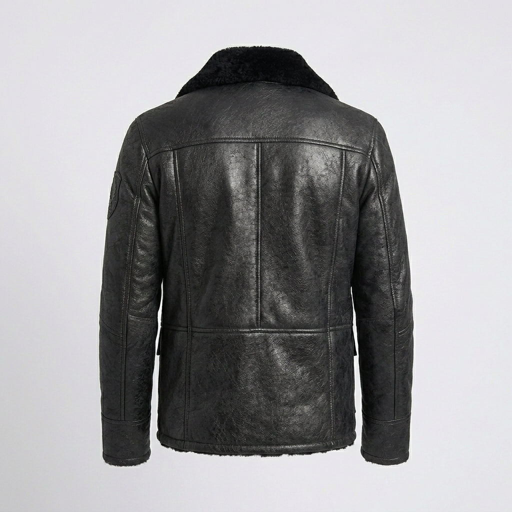 Black B-3 Shearling Bomber Jacket – Men’s Sheepskin Coat